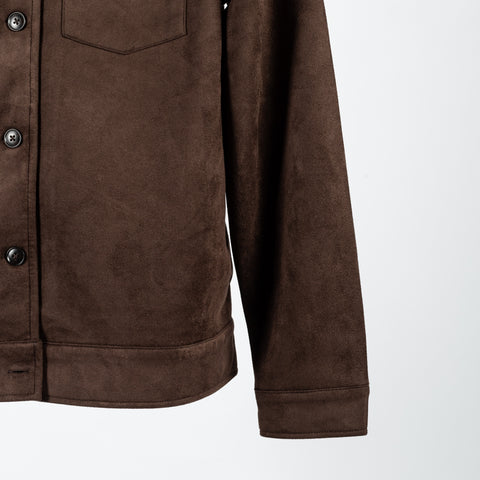 Blue Industry Brown Suede-Effect Milano Overshirt - Blue, Suede, Polyester, Modern Fit - Back View
