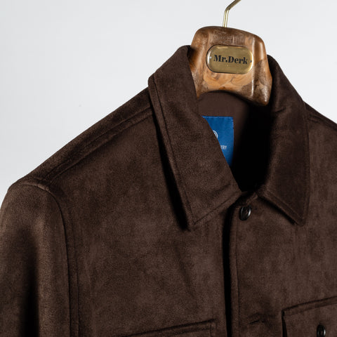 Blue Industry Brown Suede-Effect Milano Overshirt - Blue, Suede, Polyester, Modern Fit - Detail View