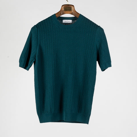 Gran Sasso Emerald Green Chevon Stitch Knit T-Shirt 1
