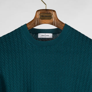 Gran Sasso Emerald Green Chevon Stitch Knit T-Shirt 6