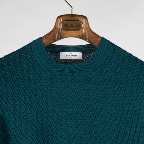 Gran Sasso Emerald Green Chevon Stitch Knit T-Shirt 6