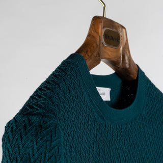 Gran Sasso Emerald Green Chevon Stitch Knit T-Shirt 3