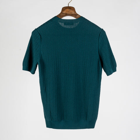 Gran Sasso Emerald Green Chevon Stitch Knit T-Shirt 4