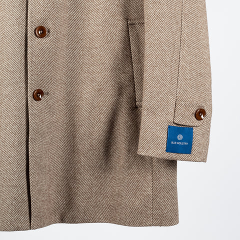 Blue Industry Tan Chevon Pattern Top Coat w/ Removable Inlay - Polyester, Trim Fit - Back View