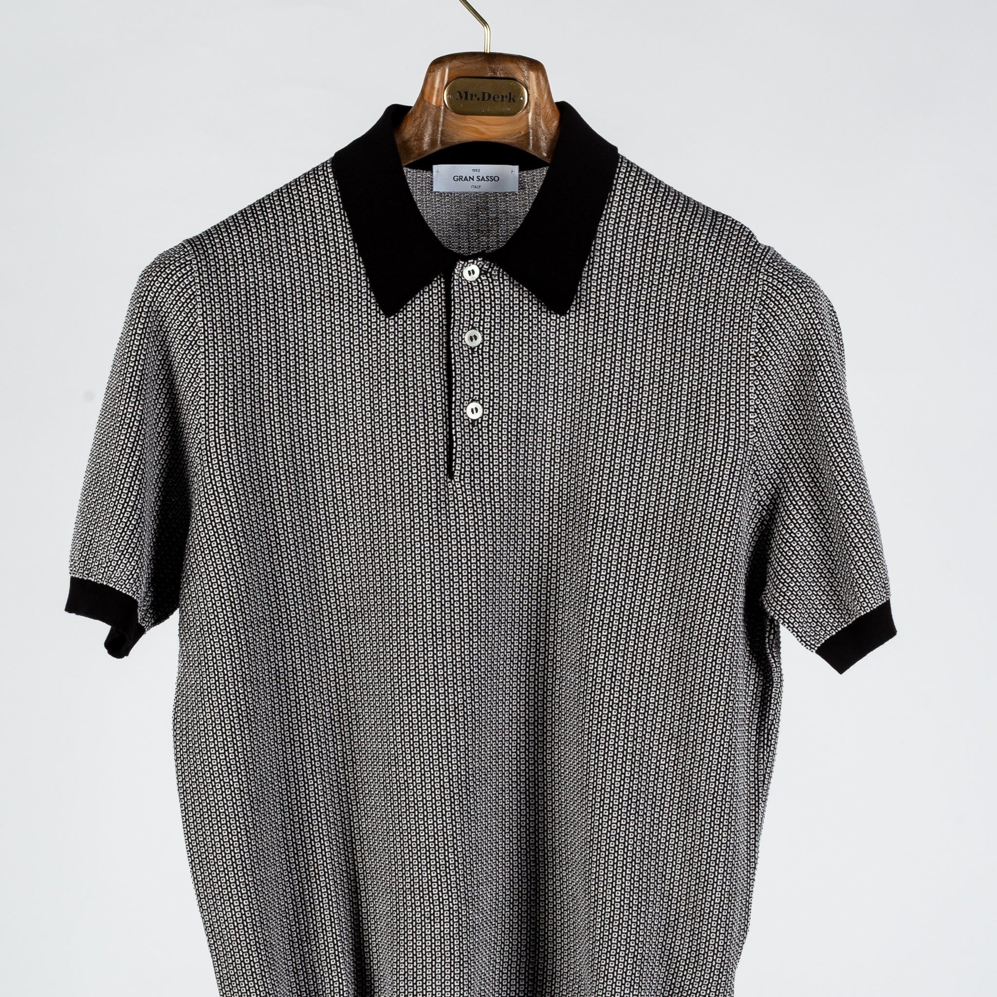Black & White Jacquard Knit Polo – Mr.Derk