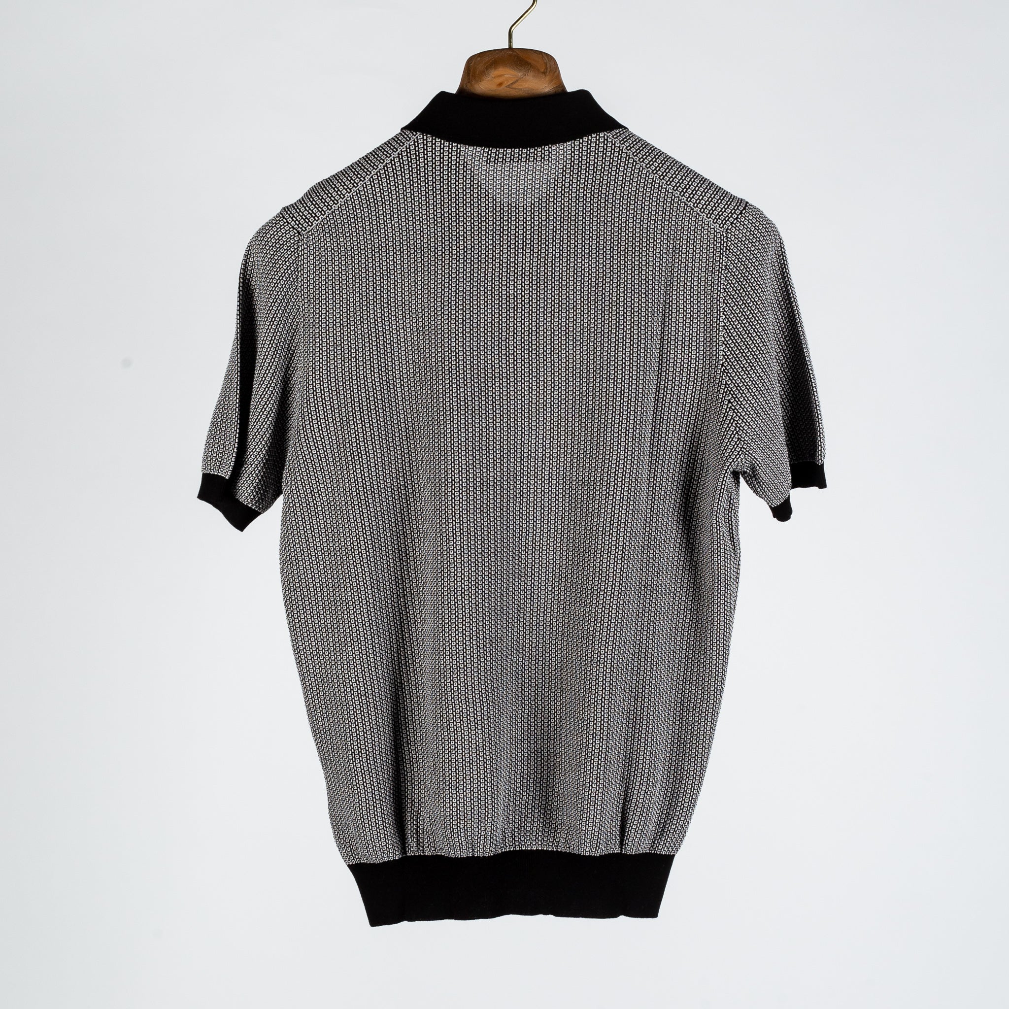 Black & White Jacquard Knit Polo – Mr.Derk