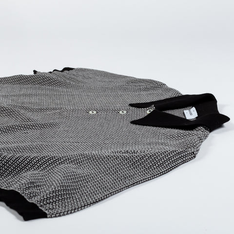 Gran Sasso Black & White Jacquard Knit Polo - Cotton, Made In Italy - View 7