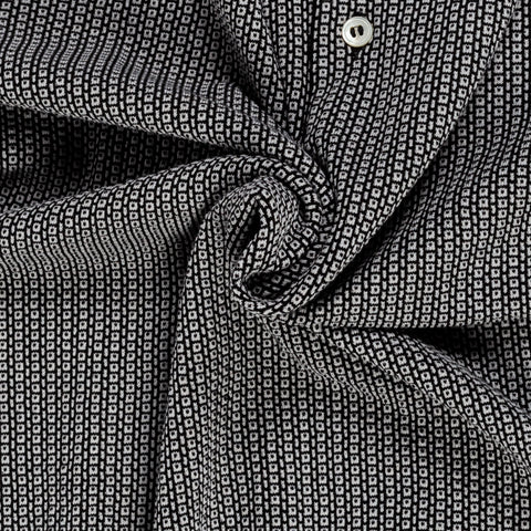 Gran Sasso Black & White Jacquard Knit Polo - Cotton, Made In Italy - Alternate View