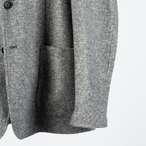 Fradi Textured Grey Travel Blazer Jacket - Wool, Italian, Made In Italy - Back View