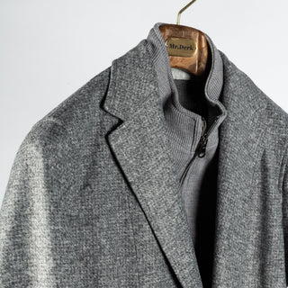 Fradi Textured Grey Travel Blazer Jacket - Wool, Italian, Made In Italy - Detail View