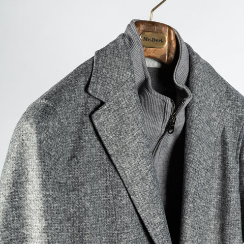 Fradi Textured Grey Travel Blazer Jacket - Wool, Italian, Made In Italy - Detail View