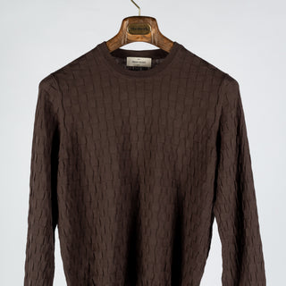 Gran Sasso Brown Patterned Checked Crew Neck 5