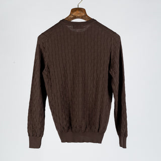 Gran Sasso Brown Patterned Checked Crew Neck 4