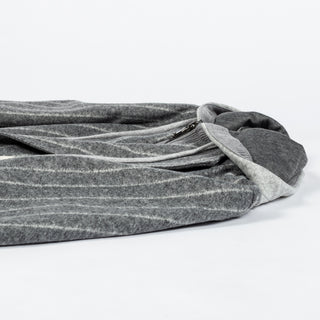 Fradi Grey Chalk Strip Hooded Blazer - Wool, Jersey, Polyester, Stripe, Made In Italy - View 8