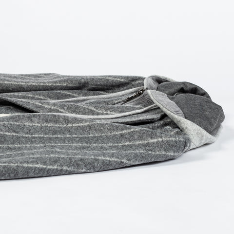 Fradi Grey Chalk Strip Hooded Blazer - Wool, Jersey, Polyester, Stripe, Made In Italy - View 8