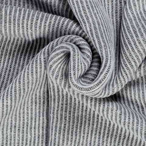 Gran Sasso Grey Ribbed Crew Neck - Cotton, Linen, Textured, Made In Italy - Alternate View