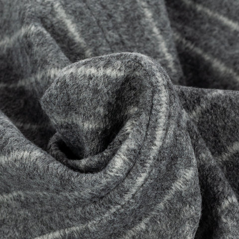 Fradi Grey Chalk Strip Hooded Blazer - Wool, Jersey, Polyester, Stripe, Made In Italy - Alternate View