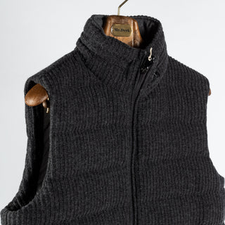 Fradi Charcoal Ribbed Wool Vest - Wool, Polyester, Viscose - Detail View
