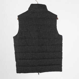 Fradi Charcoal Ribbed Wool Vest - Wool, Polyester, Viscose - Back View