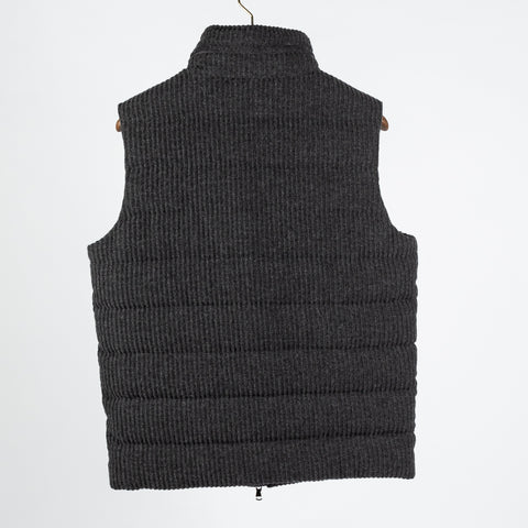 Fradi Charcoal Ribbed Wool Vest - Wool, Polyester, Viscose - Back View