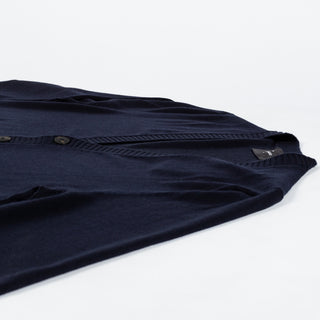 Gran Sasso Navy 6 Button Wool Cardigan - Wool, Merino, Ribbed, Made In Italy - View 8