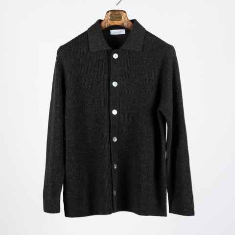 Charcoal Wool Cashmere Overshirt - Mr.Derk