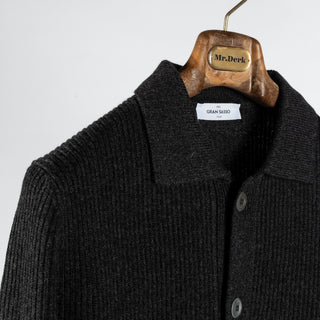 Charcoal Wool Cashmere Overshirt - Mr.Derk