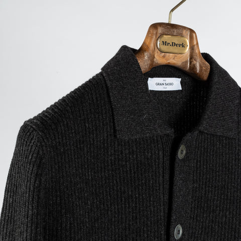 Charcoal Wool Cashmere Overshirt - Mr.Derk