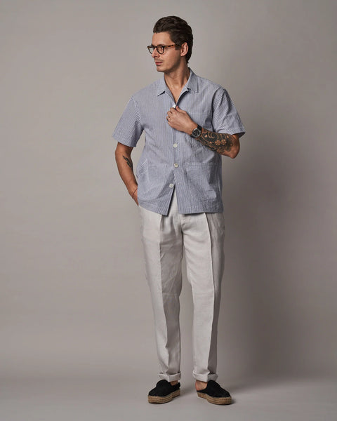 Informale Blue & White Stripped SH65 Cabana Overshirt 3