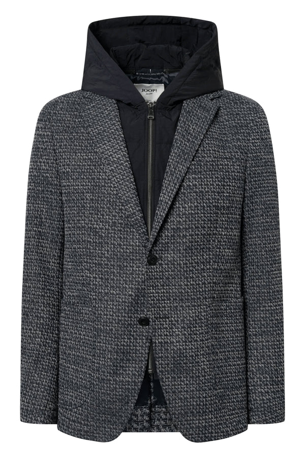 Textured Navy Hooded Hoodney Blazer