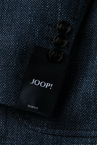 Joop Textured Navy Hiro Jacket - Wool, Linen, Denim, Slim Fit - Detail View