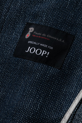 Joop Textured Navy Hiro Jacket - Wool, Linen, Denim, Slim Fit - Back View