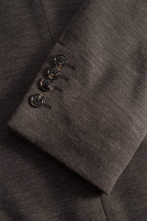 Joop Brown Huntsville Hooded Blazer - Wool, Cotton, Polyester, Slim Fit, Knit - Back View