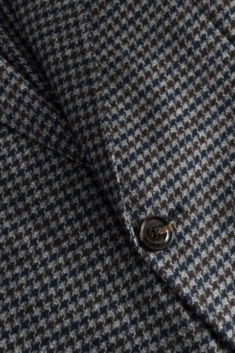 Joop Multi Houndstooth Hoverest Blazer - Navy, Wool, Slim Fit - Detail View