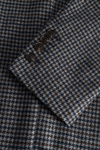 Joop Multi Houndstooth Hoverest Blazer - Navy, Wool, Slim Fit - Back View