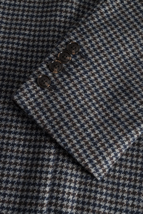 Joop Multi Houndstooth Hoverest Blazer - Navy, Wool, Slim Fit - Back View