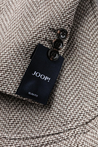 Joop Brown Herringbone Hiro Jacket - Cotton, Polyester, Slim Fit - Back View