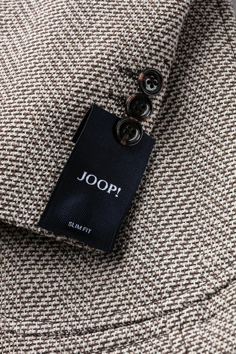 Joop Brown Herringbone Hiro Jacket - Cotton, Polyester, Slim Fit - Back View