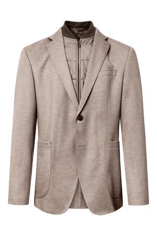 Joop Textured Tan Harco Blazer w/ Removable Bib - Denim, Stretch, Slim Fit
