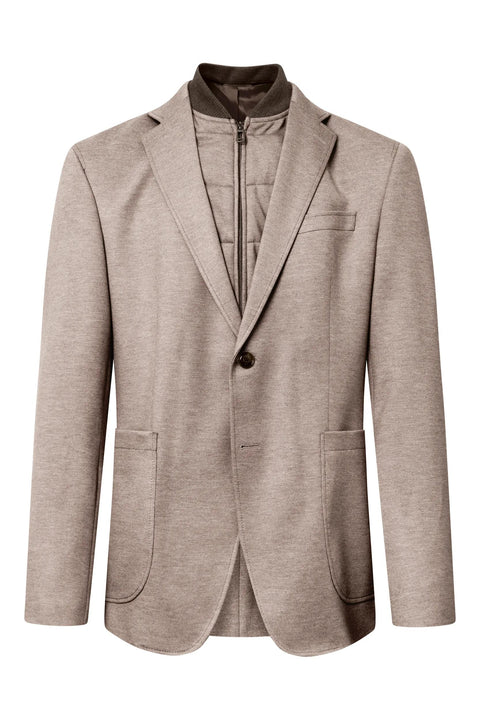 Joop Textured Tan Harco Blazer w/ Removable Bib - Denim, Stretch, Slim Fit