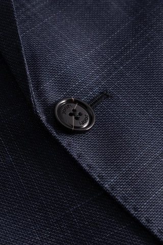 Joop Navy Herby-Blayr Checked Wool Suit - Wool, Italian, Slim Fit - Detail View