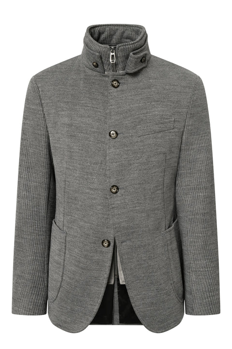 Joop Silver Marl Hectar Coat with contrasting textured sleeves, European tailoring, FW26 topcoat and sport coat