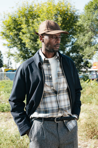 De Bonne Facture Grey Artist Shirt Brushed Cotton Camargue Check — back