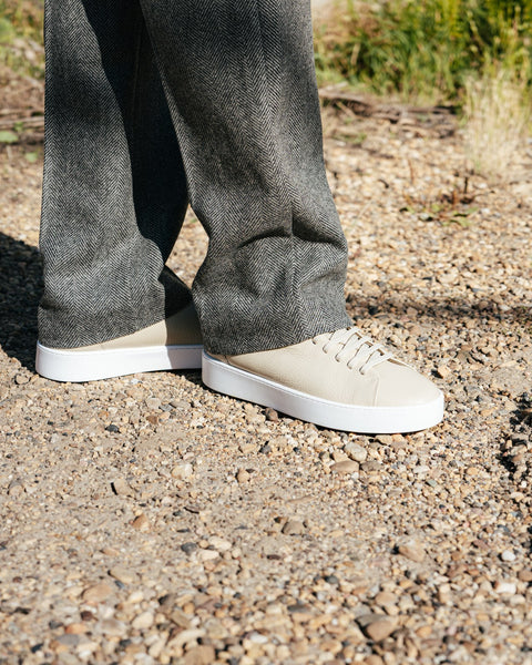 Portuguese Flannel Grey Single Pleat Herringbone Trousers — alternate angle 11