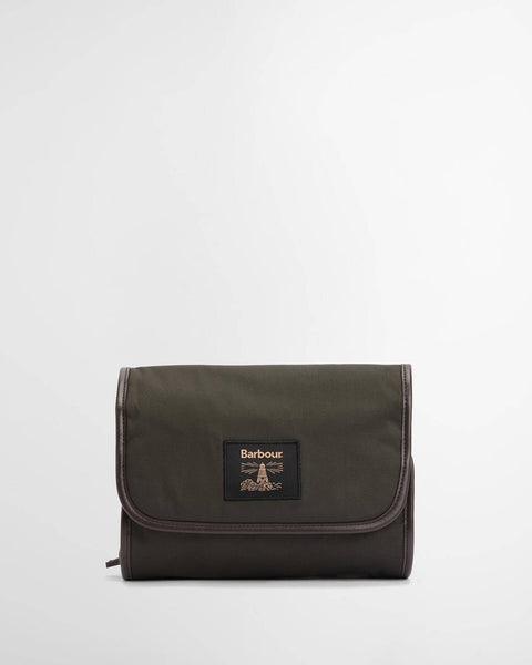 Barbour Olive Wax Wash Hang Bag 1