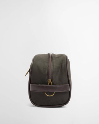 Barbour Olive Waxed Washbag - Tan, Cotton, Polyester, British - Alternate View