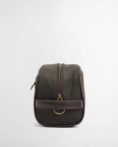Barbour Olive Waxed Washbag - Tan, Cotton, Polyester, British - Alternate View