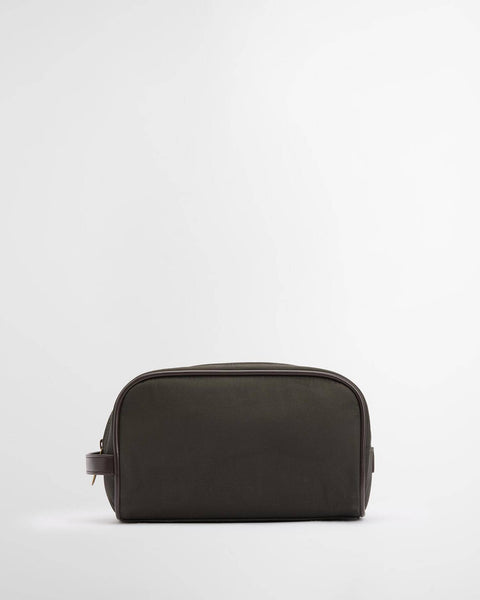 Barbour Olive Waxed Washbag - Tan, Cotton, Polyester, British - Detail View