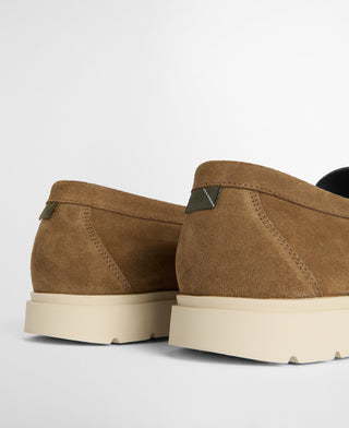 Barbour Taupe Suede Carty Loafer - Red, Denim, Velvet, Suede - Detail View