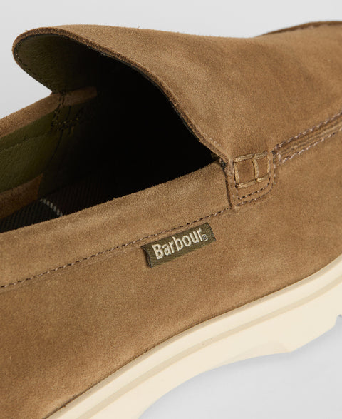 Barbour Taupe Suede Carty Loafer - Red, Denim, Velvet, Suede - Back View